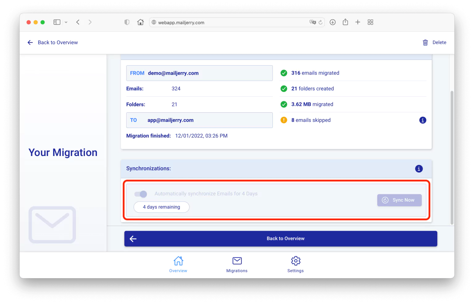 Migrating email accounts between providers